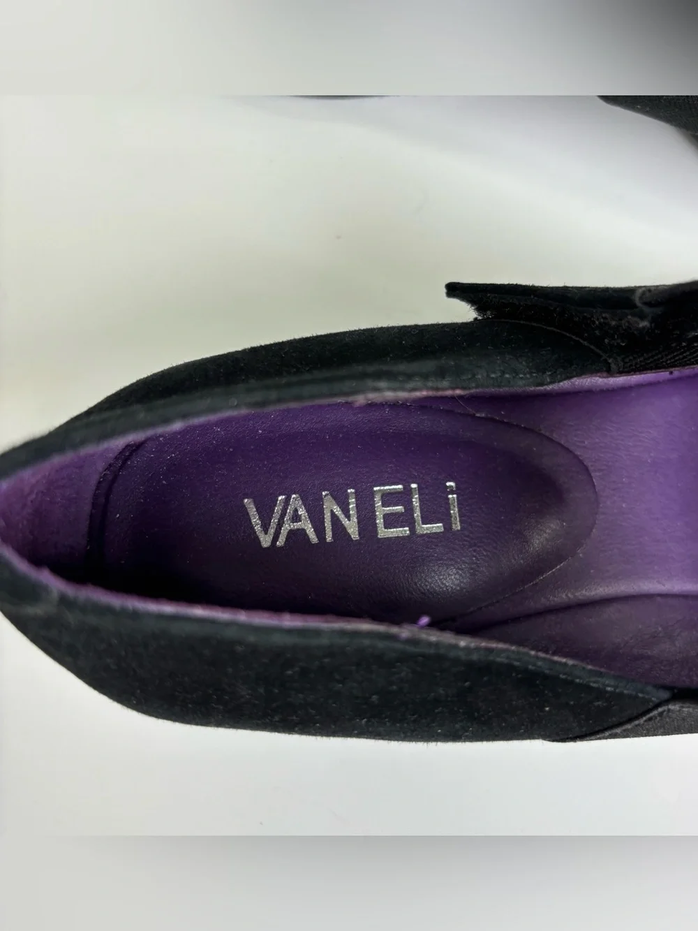 Vaneli Melle black suede wedge Mary Jane’s 8.5 Narrow